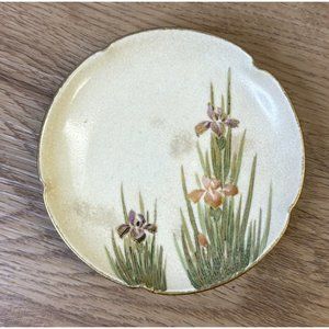 Vintage Japanese Trinket dish, Irises 3 1/4 inches diameter